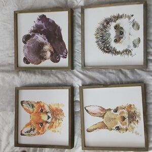 Set of 4 animal paintings